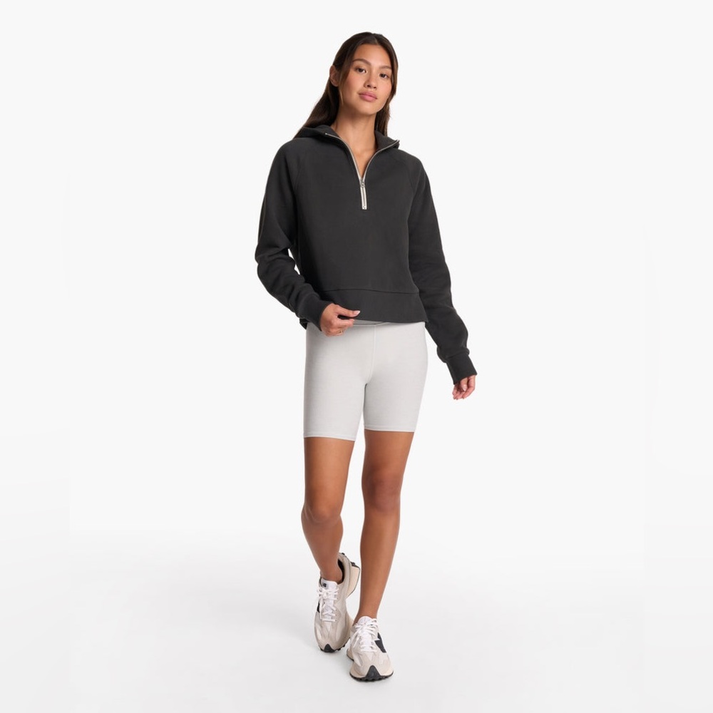 NWT Vuori Restore Half Zip Hoodie Women's Fleece Pullover in Washed Black - Picture 3 of 6